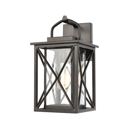 ELK LIGHTING Carriage Light 1-Light Sconce in Matte Black with Seedy Glass 46750/1